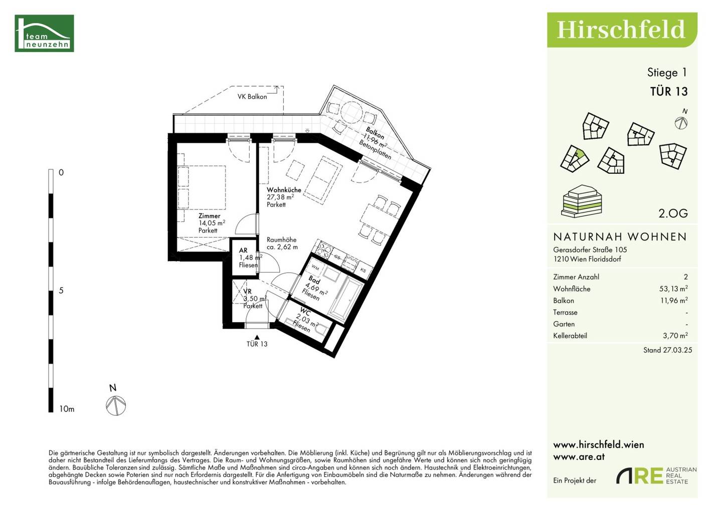 First occupancy in low energy standard in the green Hirschfeld, living close to nature, commission free