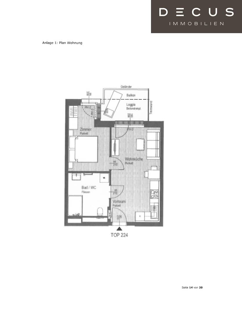 Bright 2 Room Apartment with Balcony and Loggia in Courtyard Setting