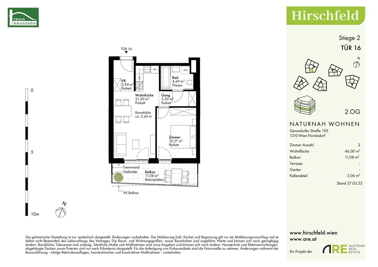 Hervorragende Anlegerwohnung (Nettopreis) - 2.Zimmer mit Balkon in Grün-Ruhelage - sofort beziehbar