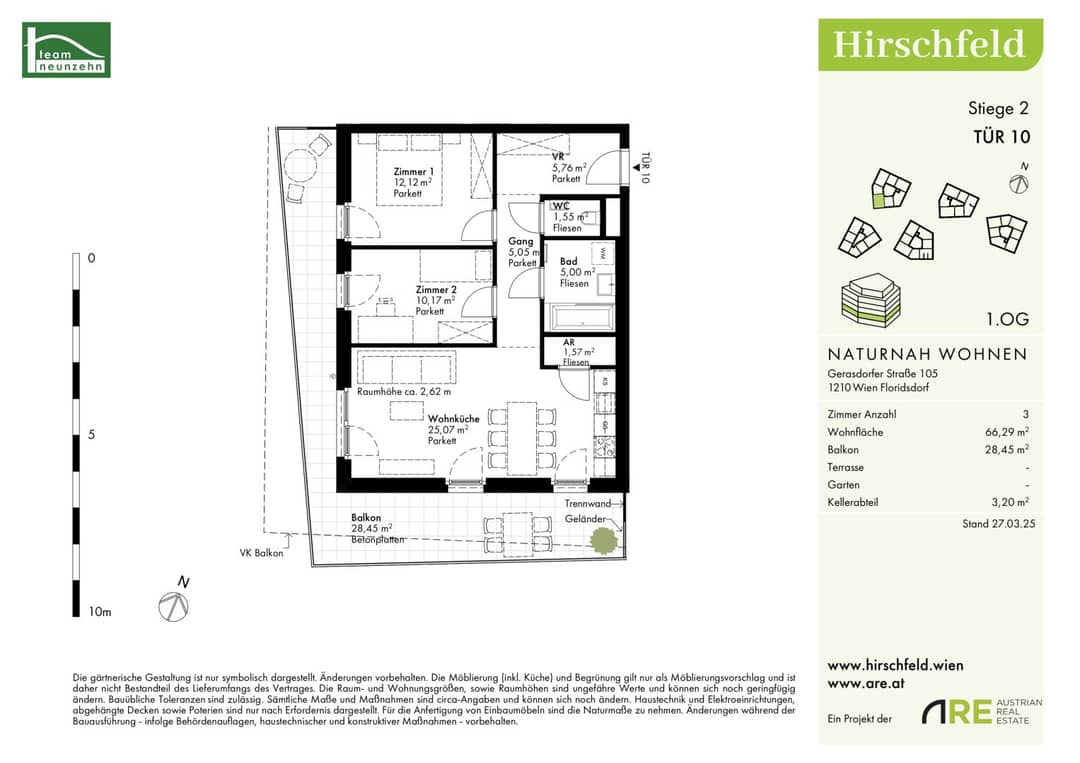 Die Wohnung zum Wohlfühlen - 3.Zimmer mit Balkon in Grün-Ruhelage im "Hirschfeld - naturnah wohnen" - Provisionsfrei