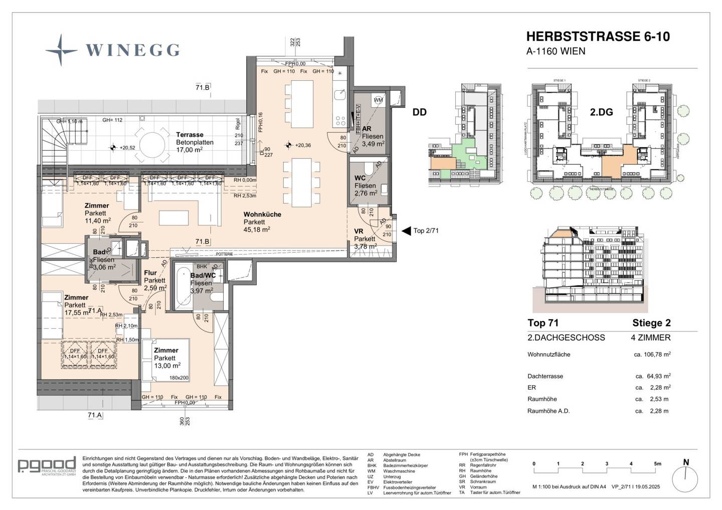 Top floor apartment with panorama terrace near a park