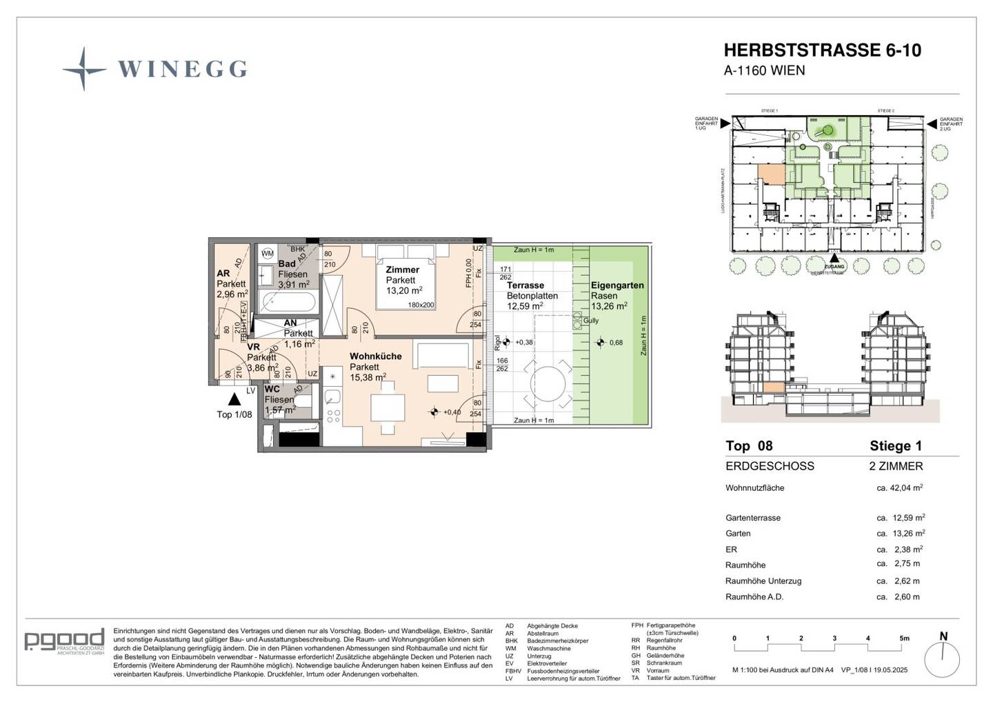 Wohnung with garden and terrace near park in quiet location