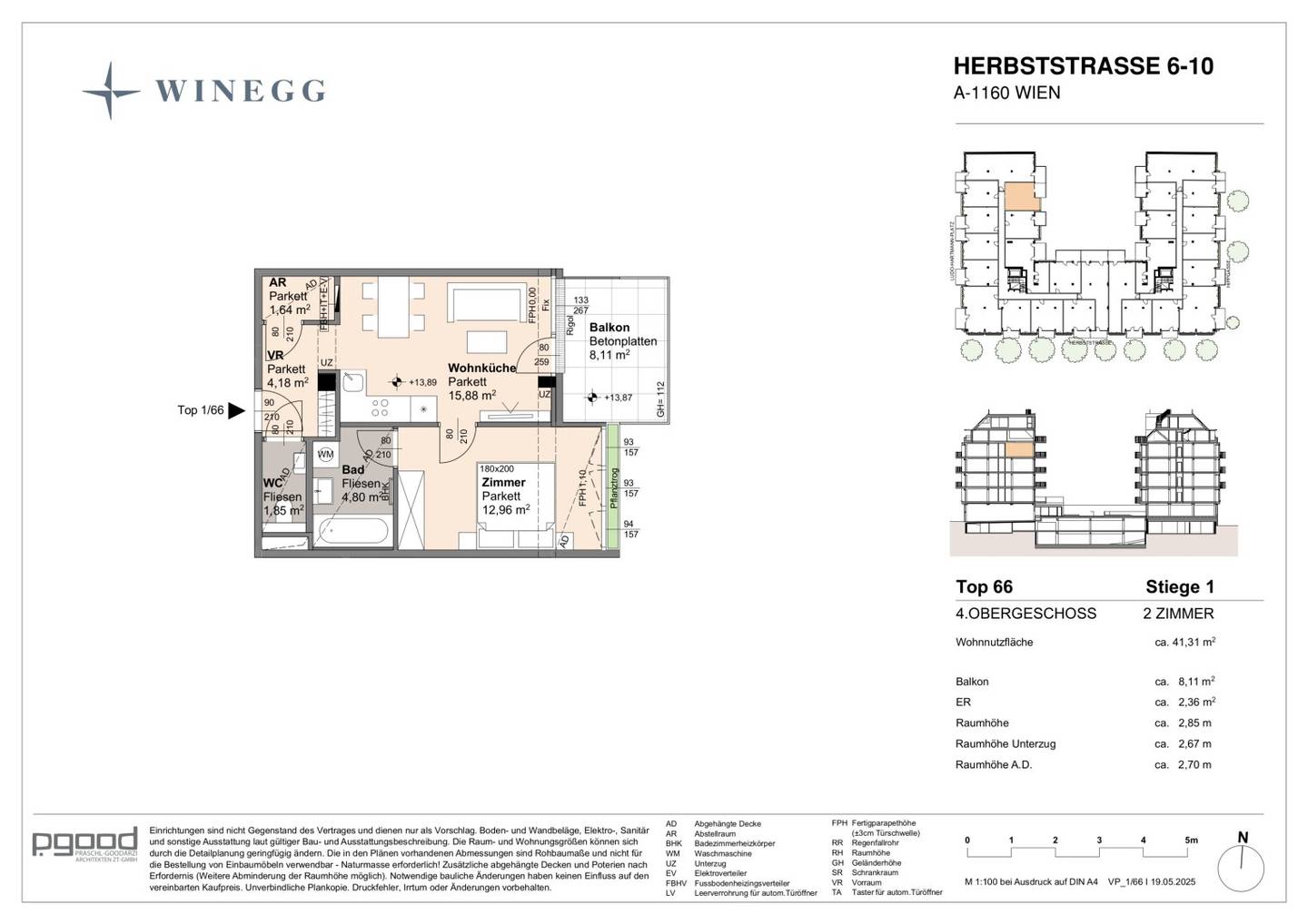 Apartment with balcony in quiet courtyard setting new build