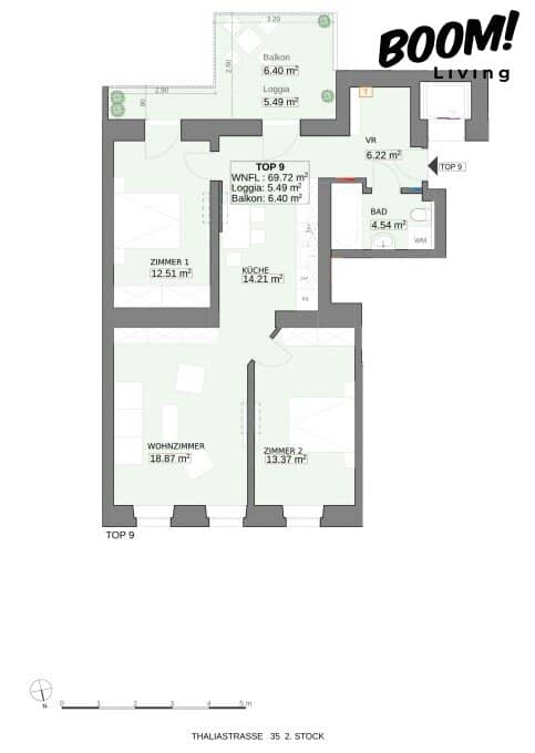 Renovated Altbau apartment with balcony and loggia near Brunnenmarkt