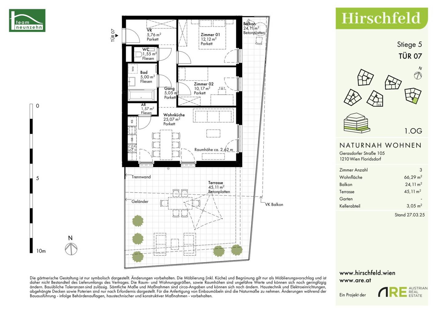 Large and sunny south terrace Commission free first occupancy in a sought after green quiet location with excellent fittings (geothermal,..)