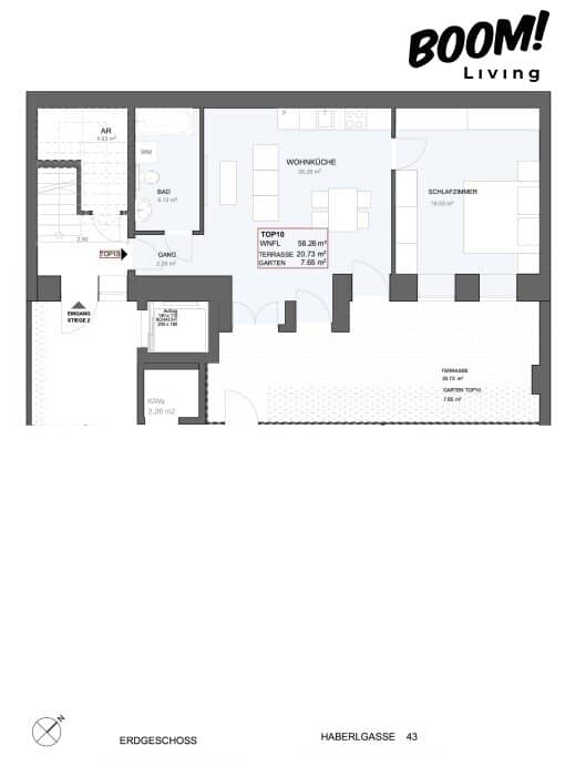 Erdgeschosswohnung mit Terrasse und Garten im Innenhof
