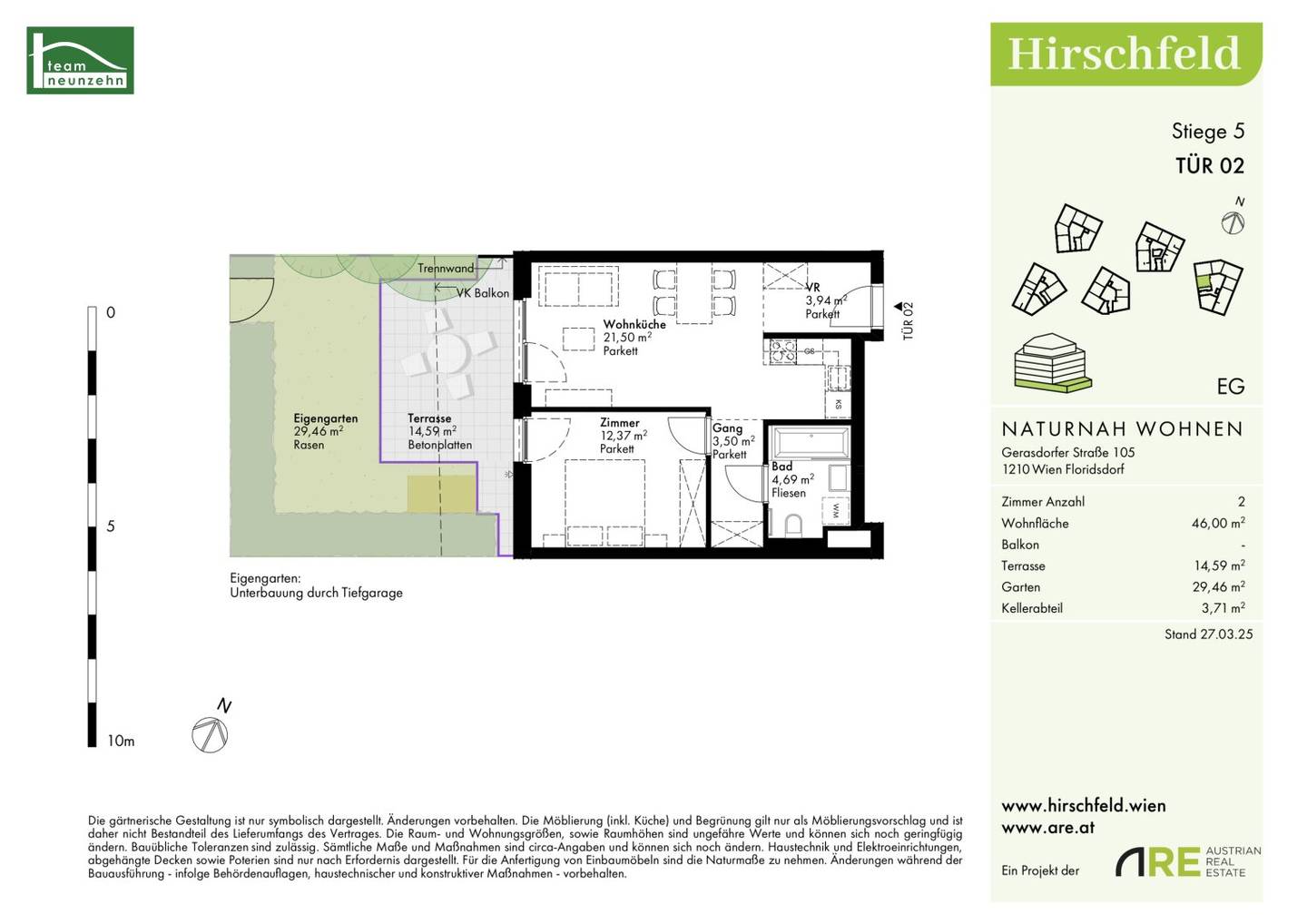 Dream garden apartment in green quiet location with excellent fittings - Commission-free first occupancy in Hirschfeld