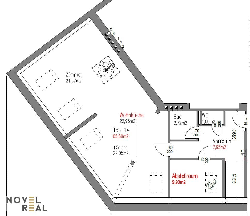 Attic apartment bright with gallery