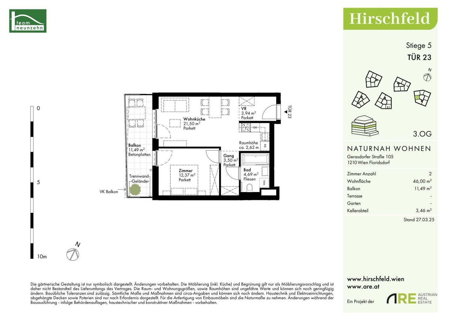 Well laid-out 2-room apartment with balcony in "Hirschfeld" - New build "living close to nature"