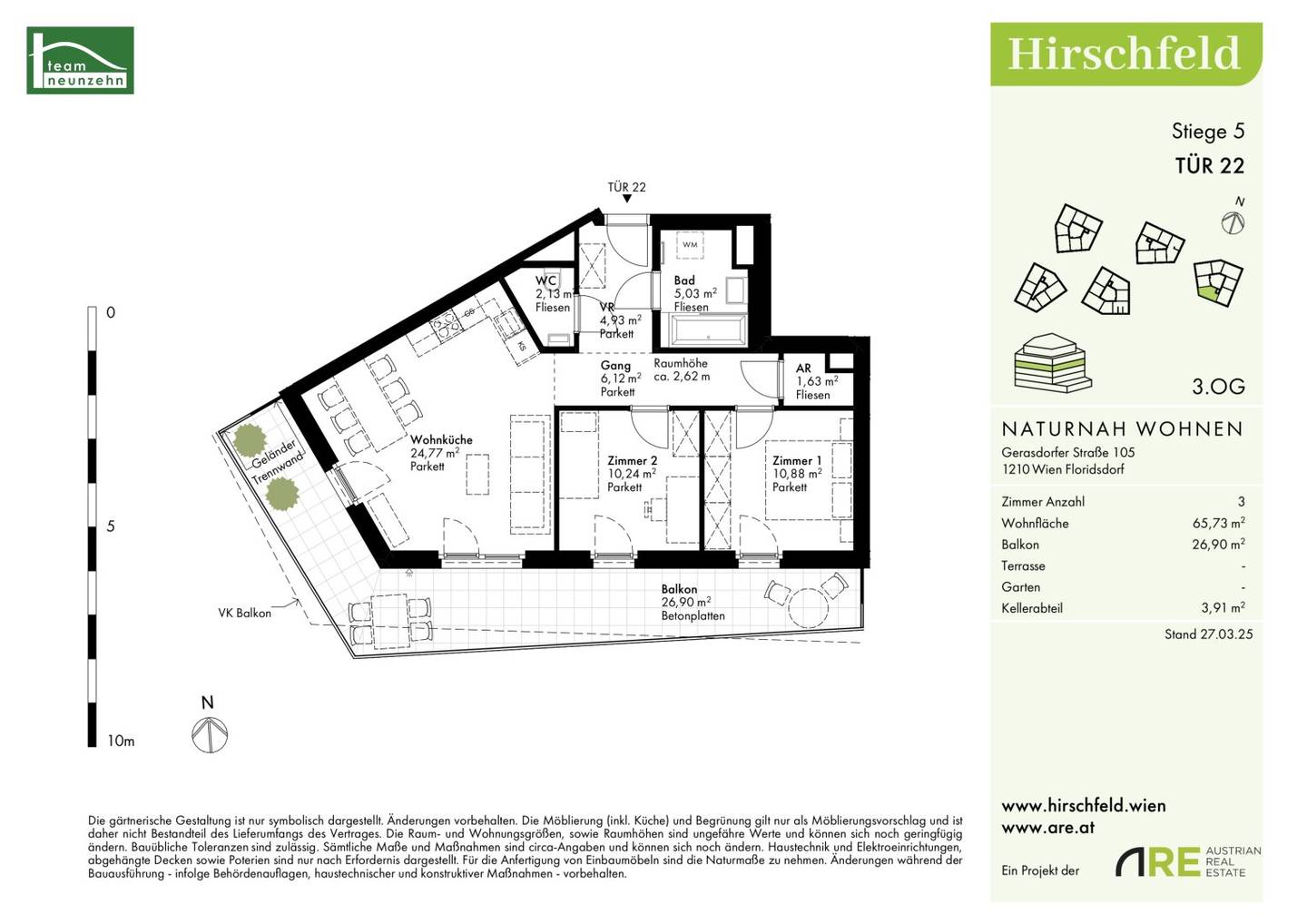 Apartment first occupancy new build with balcony