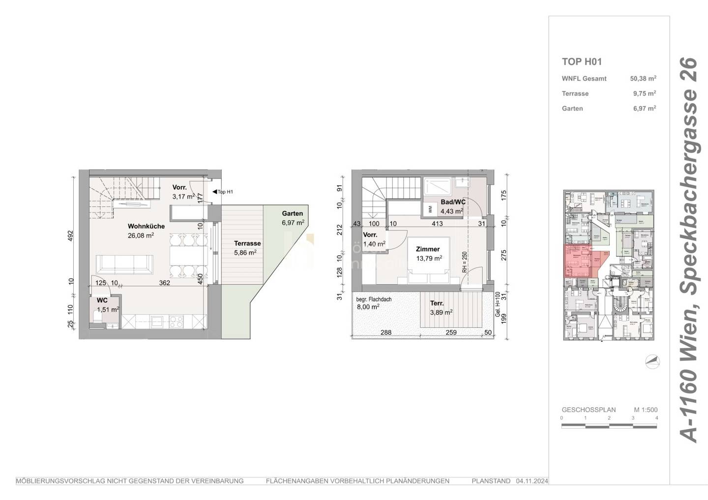 Reihenhaus TIMELESS 16 in Wien Ottakring: 2-Zi, ca. 50 m², Garten