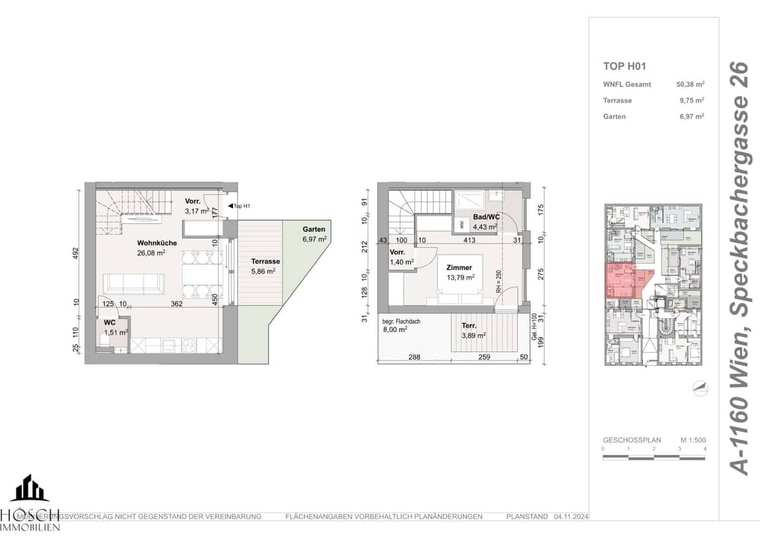 Reihenhaus TIMELESS 16 in Wien Ottakring: 2-Zi, ca. 50 m², Garten