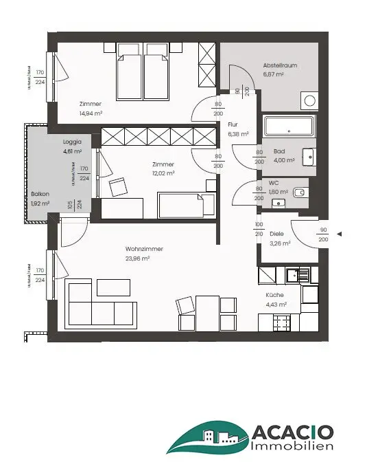 Neubau Wohnung mit Loggia Erstbezug