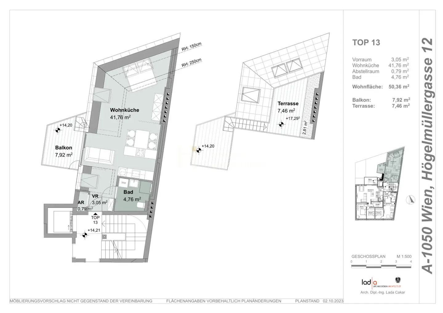 Dachgeschosswohnung in Margareten Erstbezug Balkon