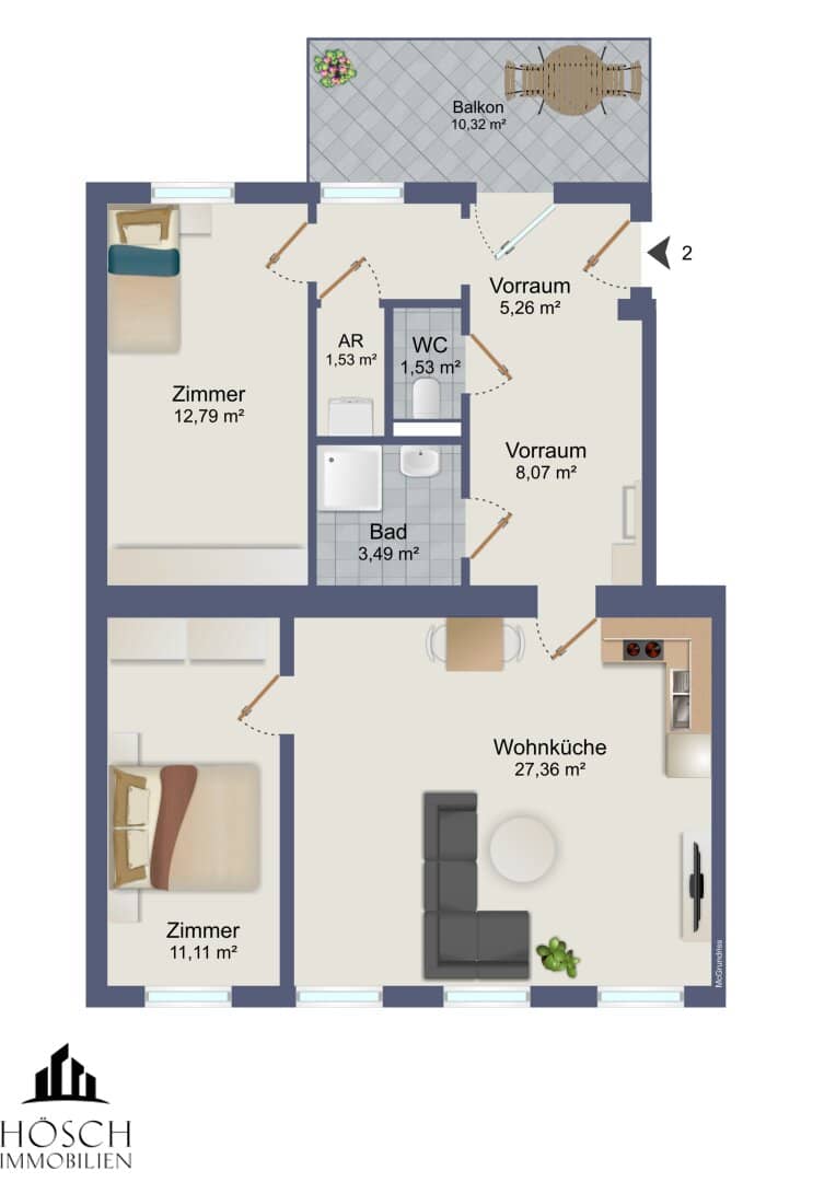 3-Zimmer-Wohnung in Wien 1150 nahe Schönbrunn, 71 m² Altbau