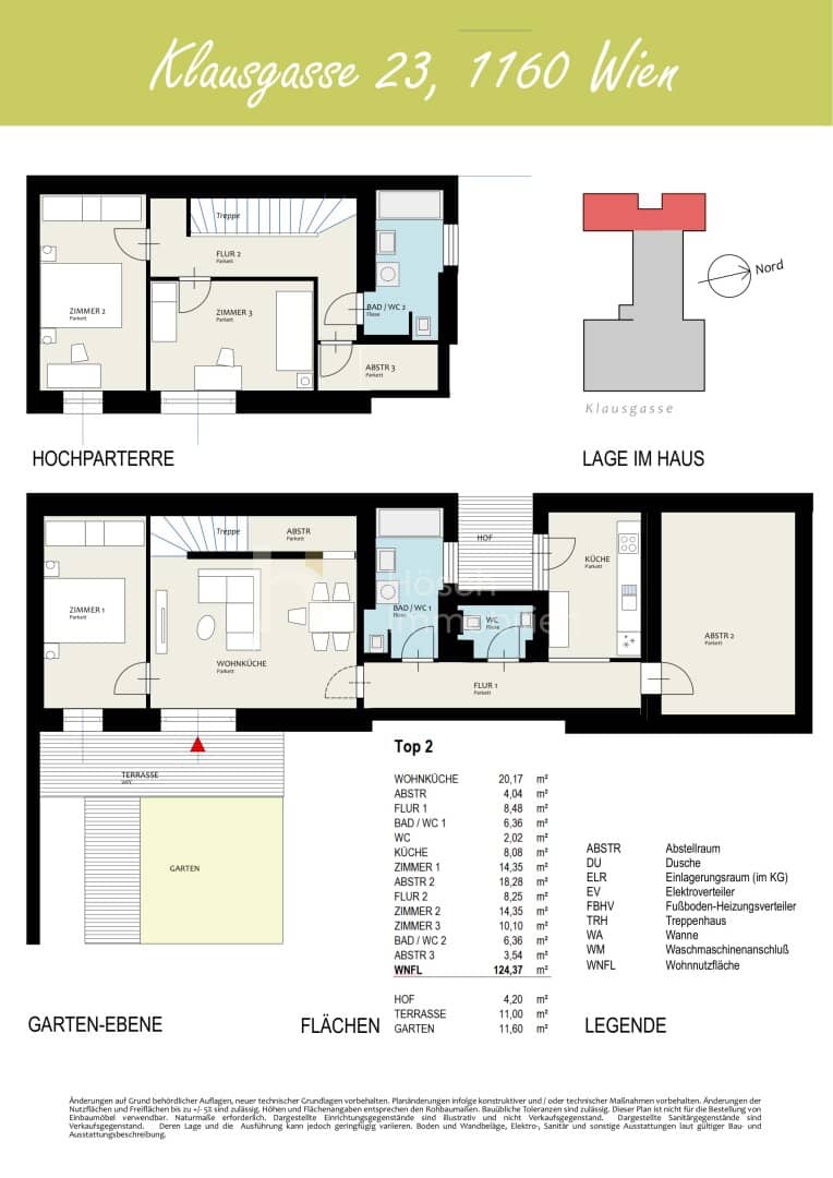 Apartment with terrace and garden and underfloor heating