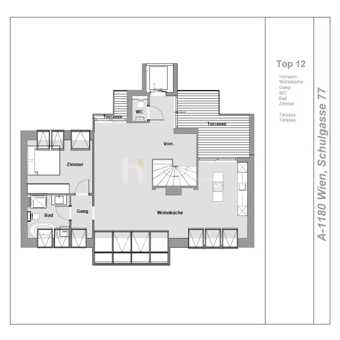 Penthouse with two terraces and rooftop views