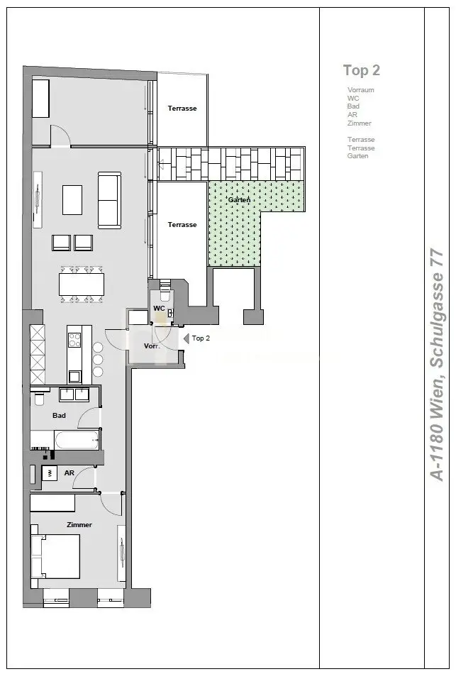 ground floor apartment with garden and terrace