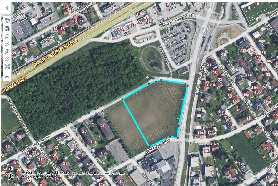 Gewerbegrundstück   mit MB1 Widmung  an der Trauner Kreuzung   KLEINERE GRÖSSEN AUF ANFRAGE