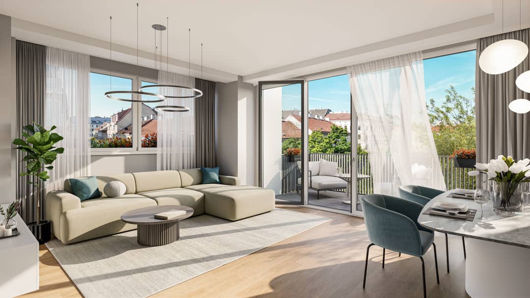 Wohnung am Arik Brauer Park mit Grünblick