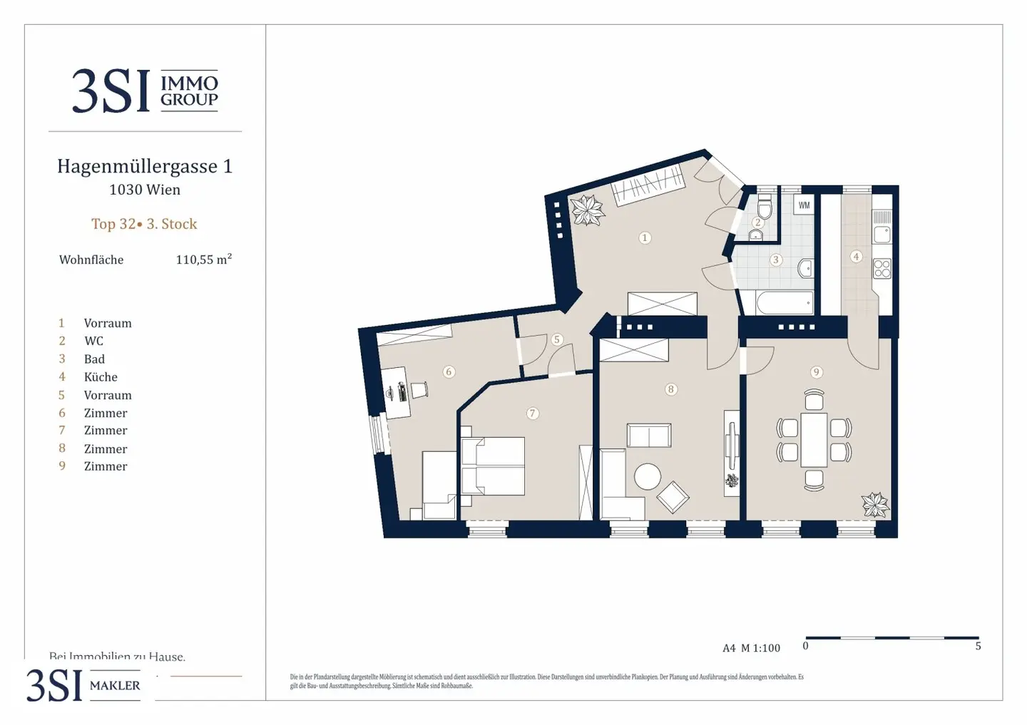 CHARM, SPACE &amp; BEST LOCATION – 3-room apartment in the 3rd district