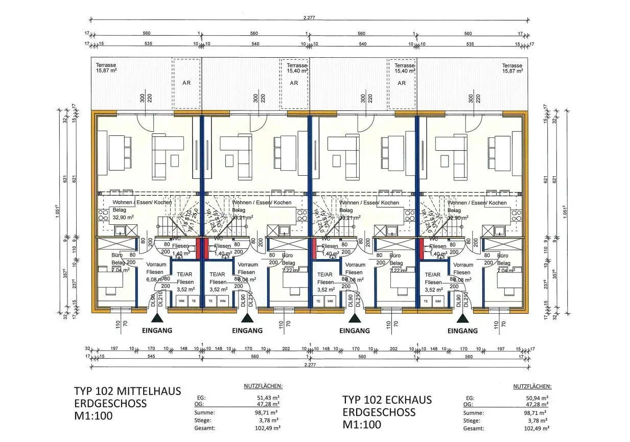 Row house project in Theresienfeld, rent with option to buy, high quality new builds with garden in a quiet location