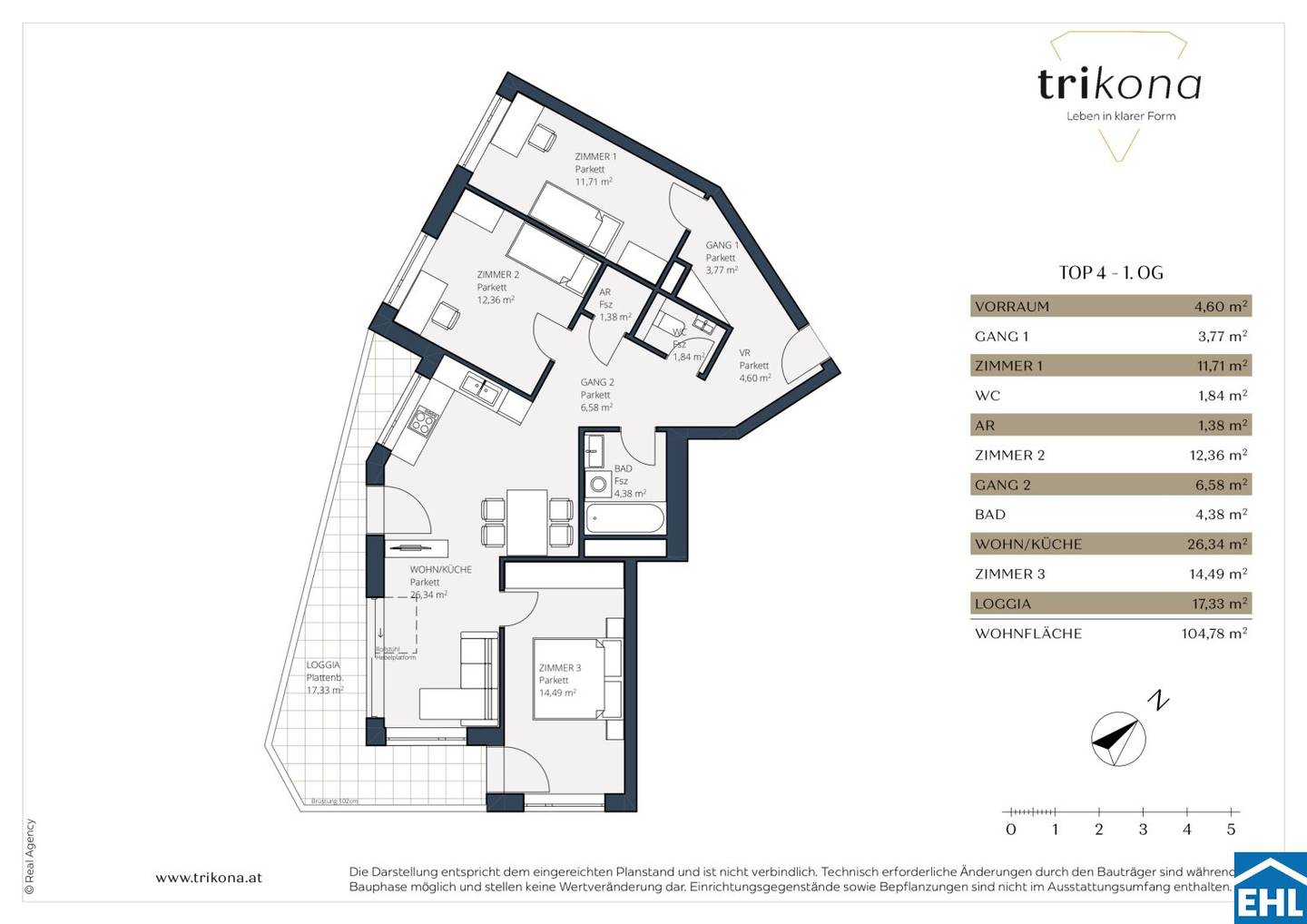 New build apartment with underfloor heating and southwest loggia