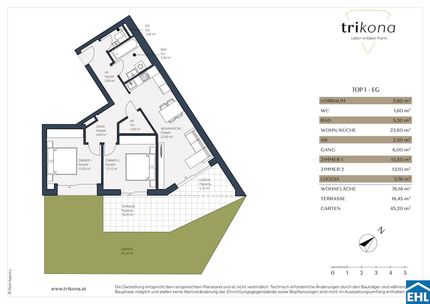 New build apartment with private garden and terrace