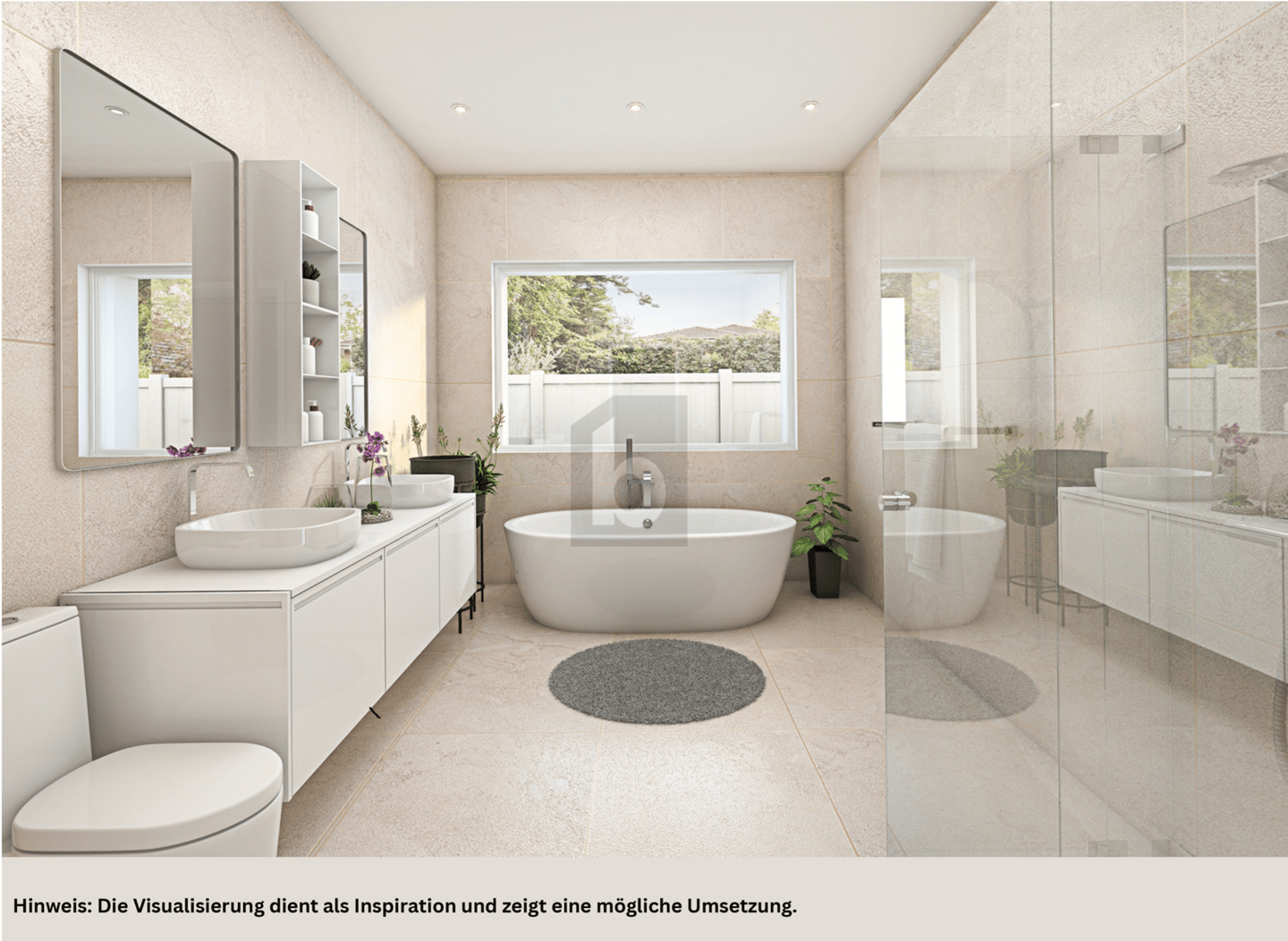 Helle Wohnung mit raumbreiter Glasfront und privatem Pool