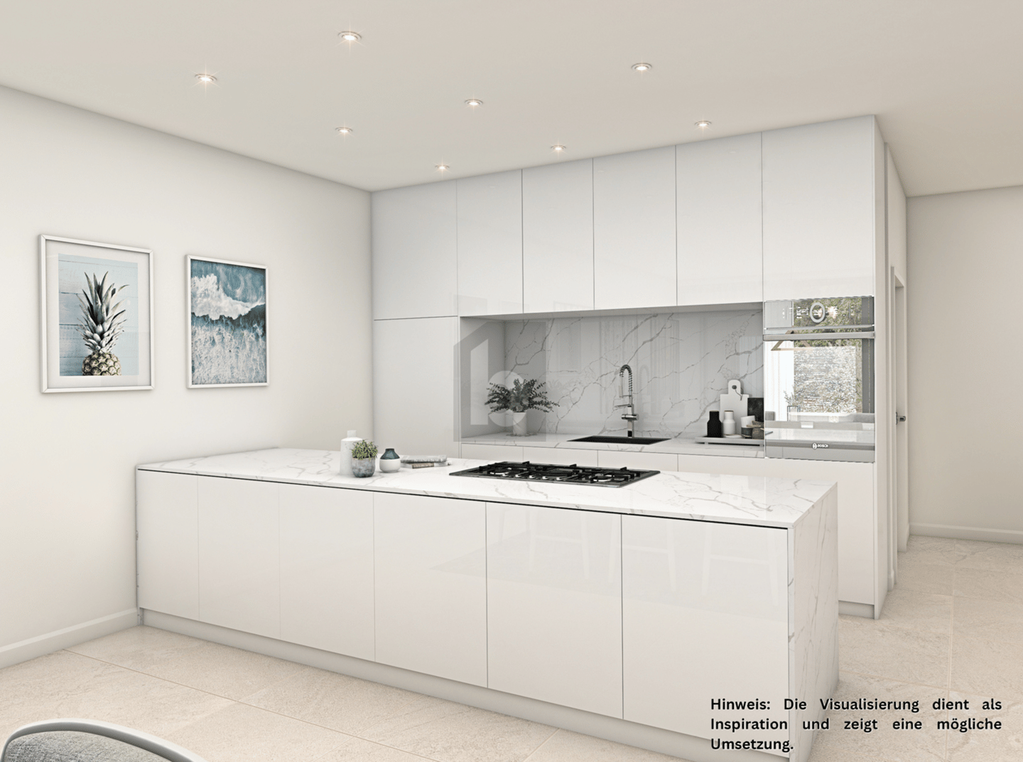Helle Wohnung mit raumbreiter Glasfront und privatem Pool