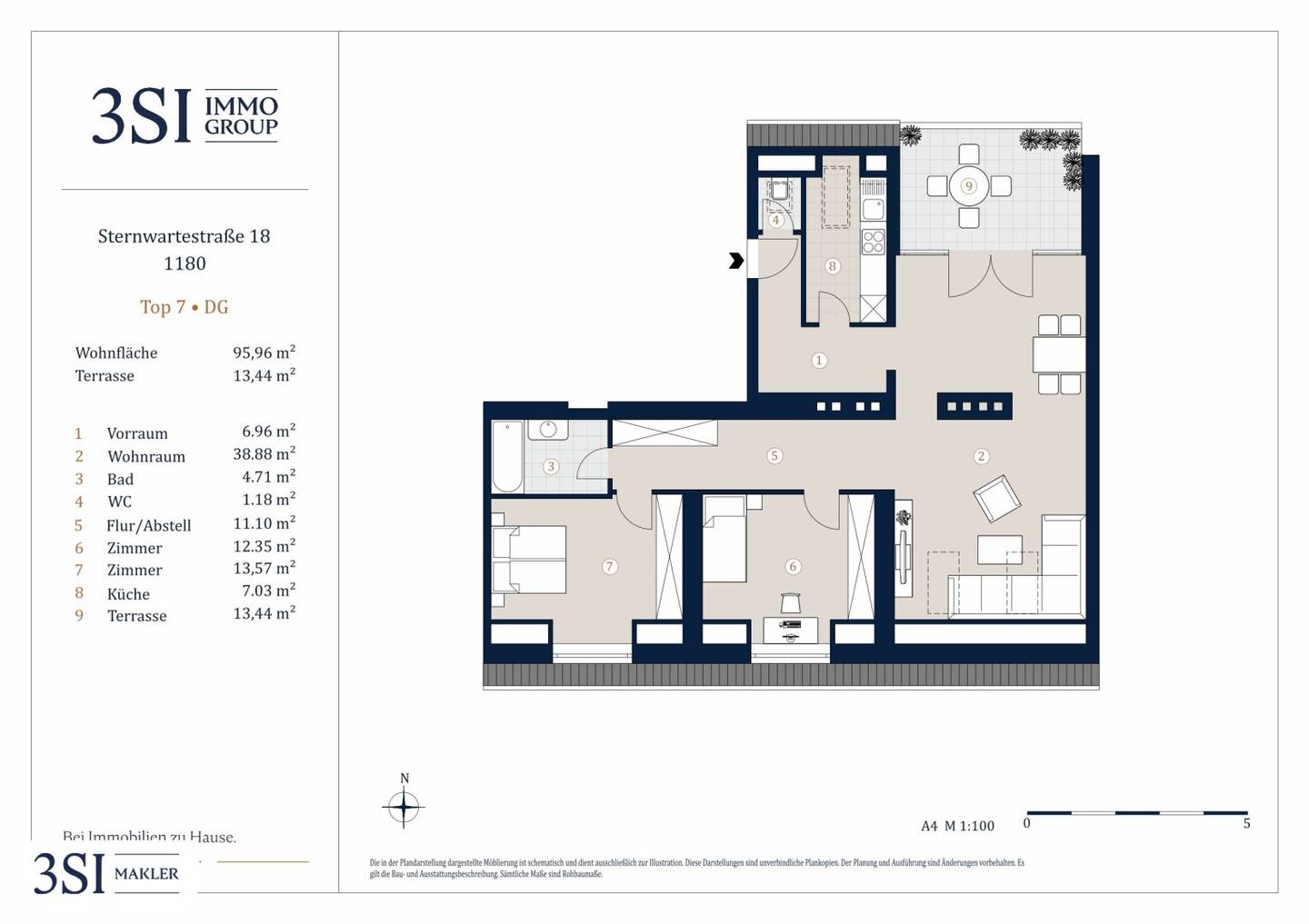 Top renovated attic apartment with terrace and view of greenery – Near Kutschkermarkt