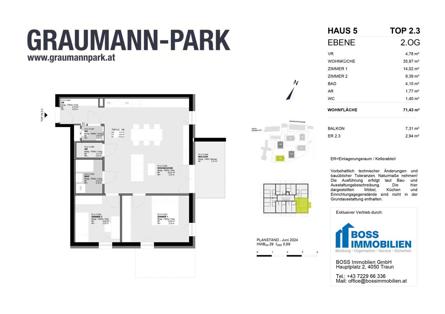 New build apartment with balcony in Graumannpark
