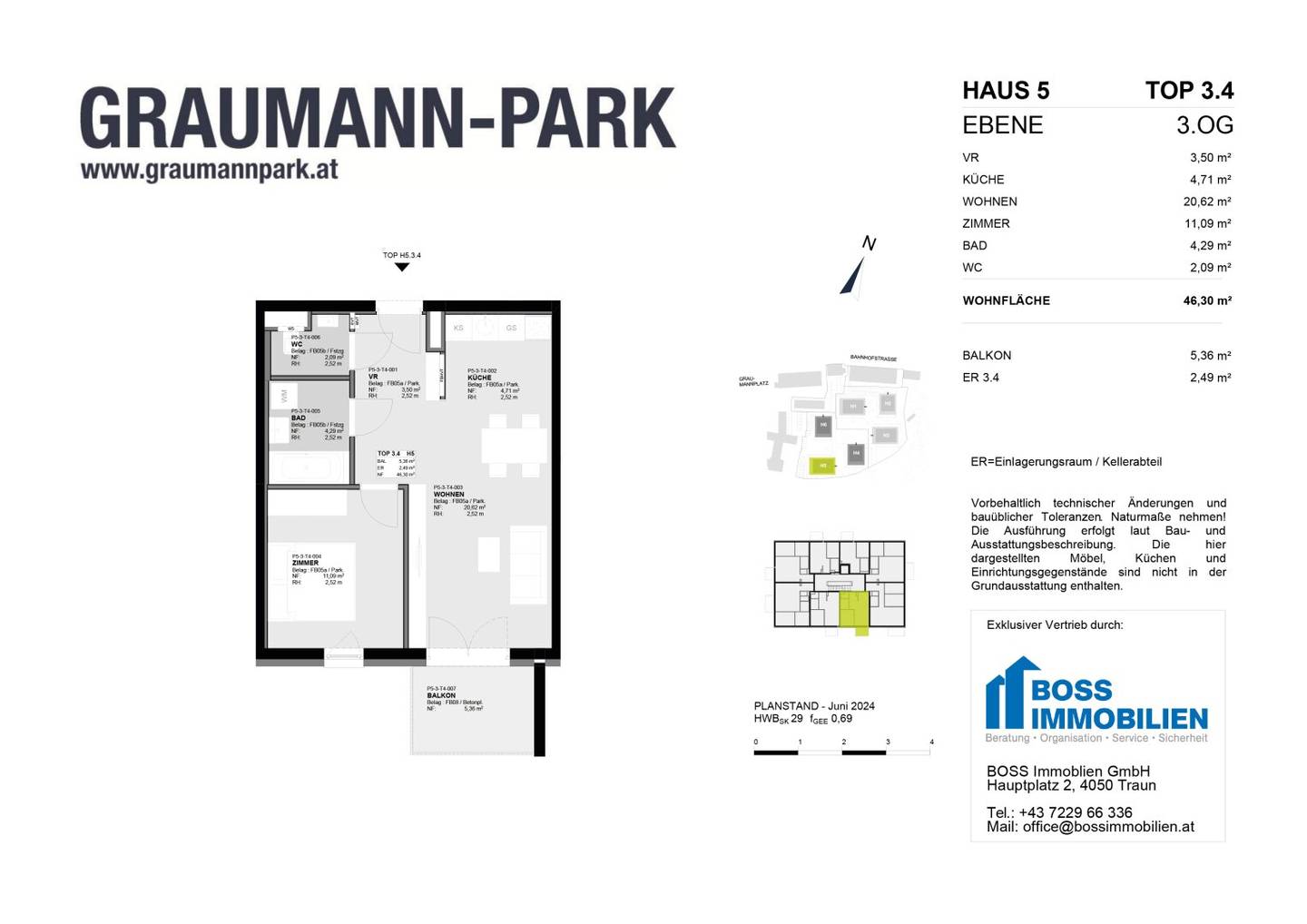 Newly built apartment in the Graumann Park with balcony