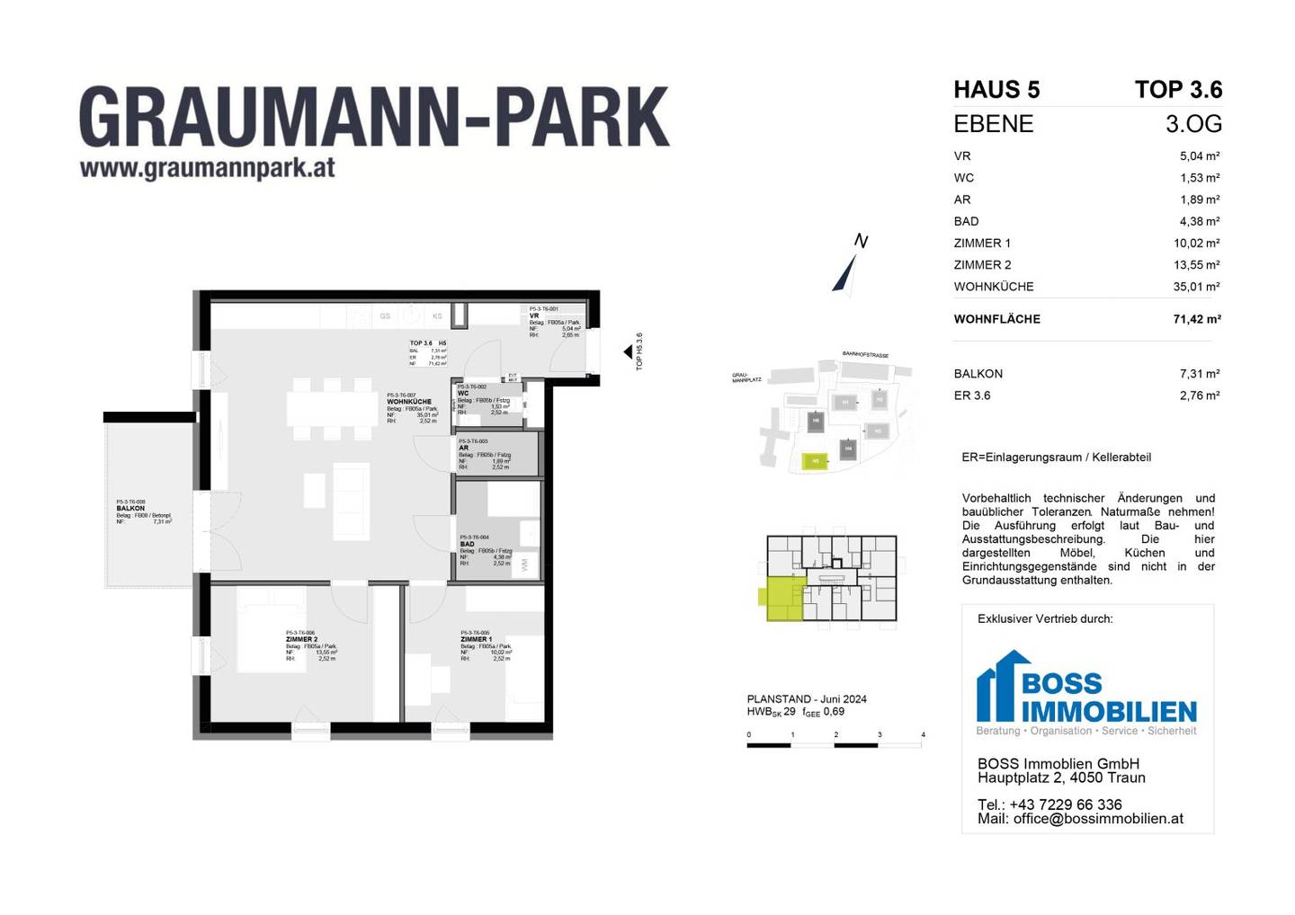 Newly built apartment in Graumannpark with balcony
