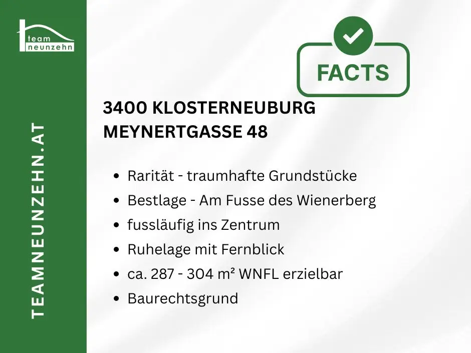 Geniessen Sie die Ruhe in Klosterneuburg - begehrter Baugrund (Baurecht) für Ihr künftiges Eigenheim