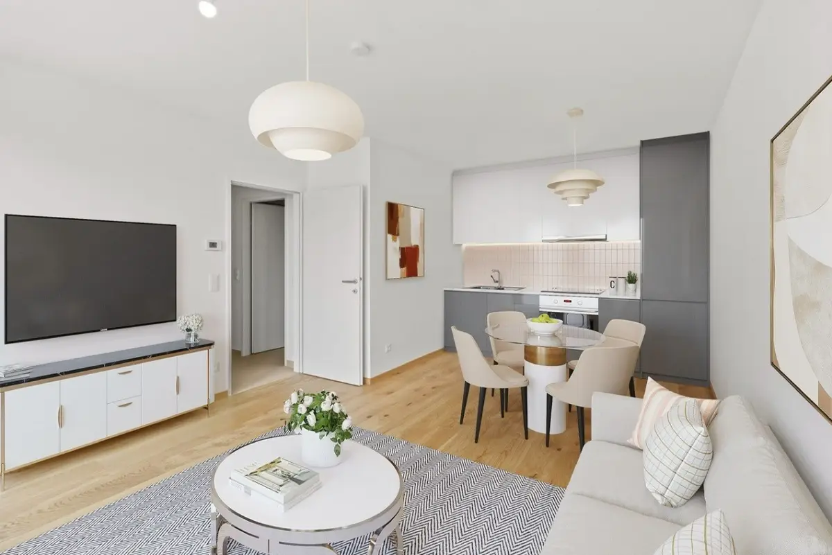 Top floor apartment in a new build with balcony
