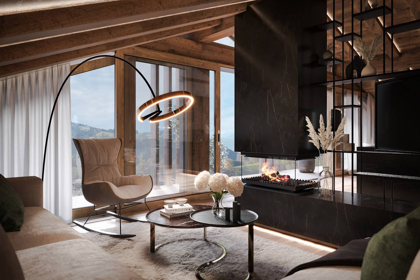 Penthouse near center with loggia and sauna