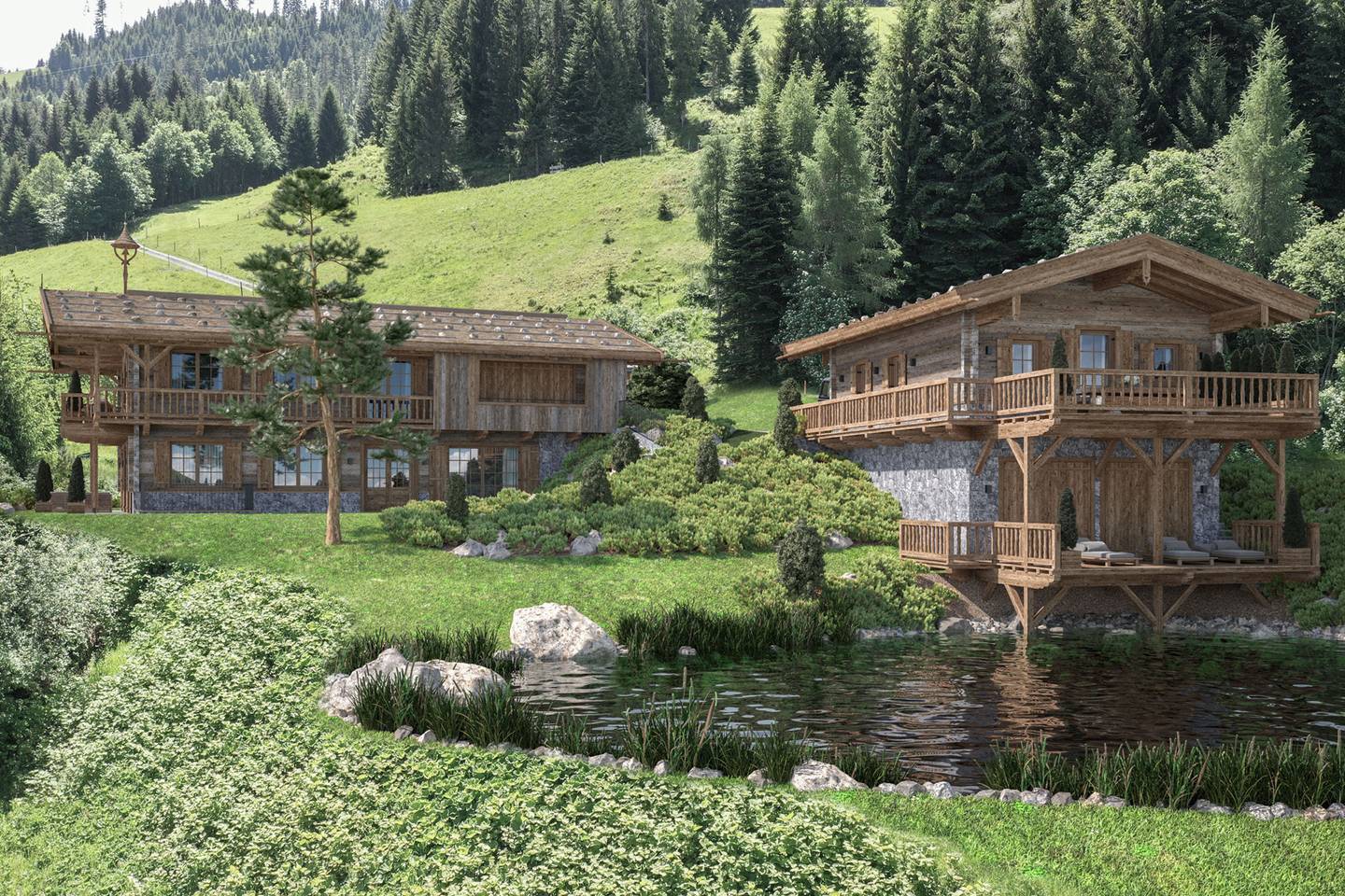 New build apartment ski in ski out with lake house