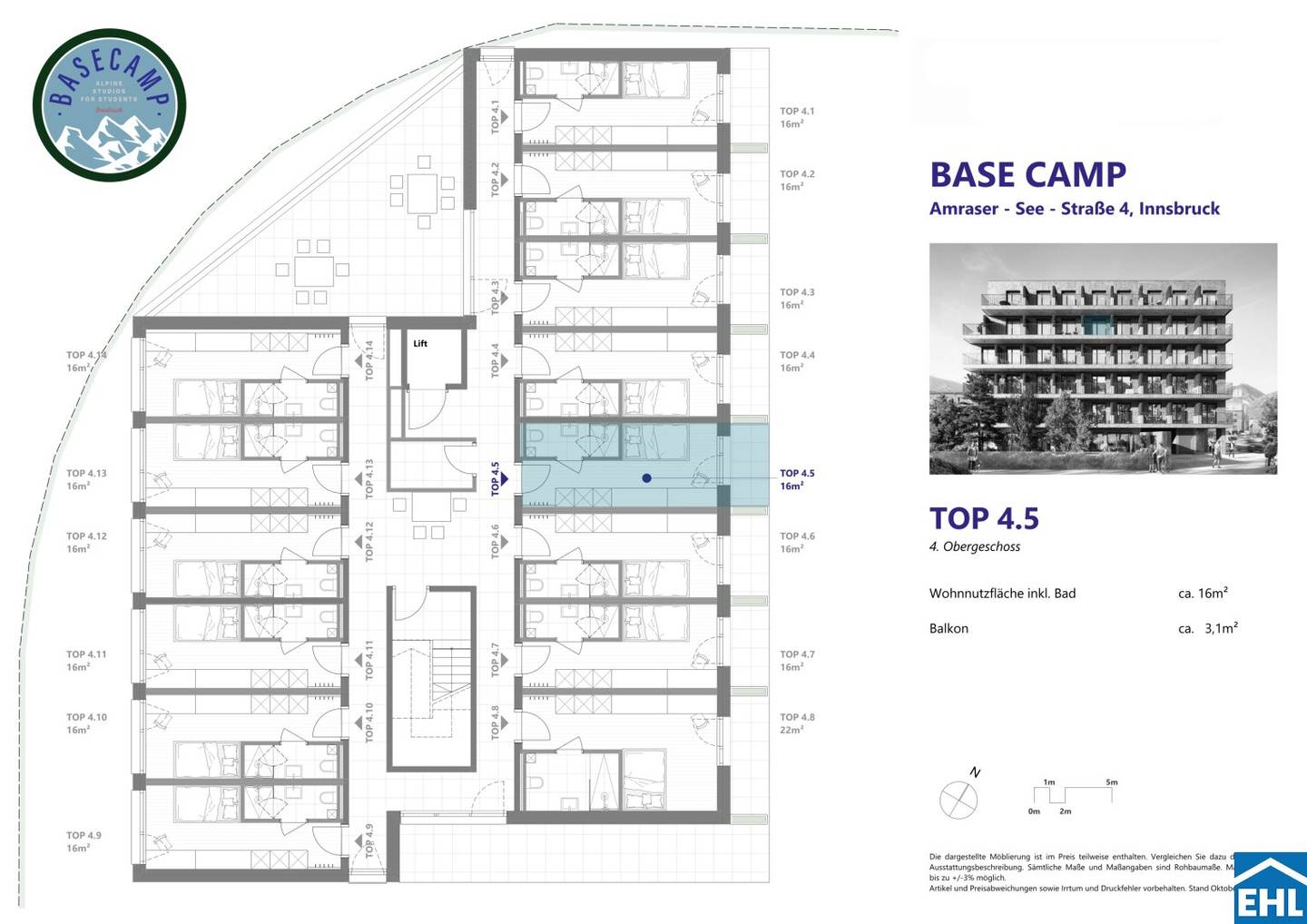 New build apartment first occupancy balcony near uni