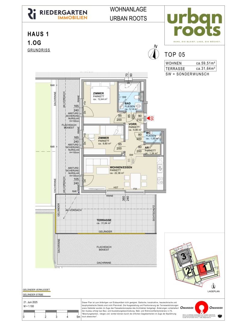 Apartment new build first occupancy with south terrace at Kreuzbergl