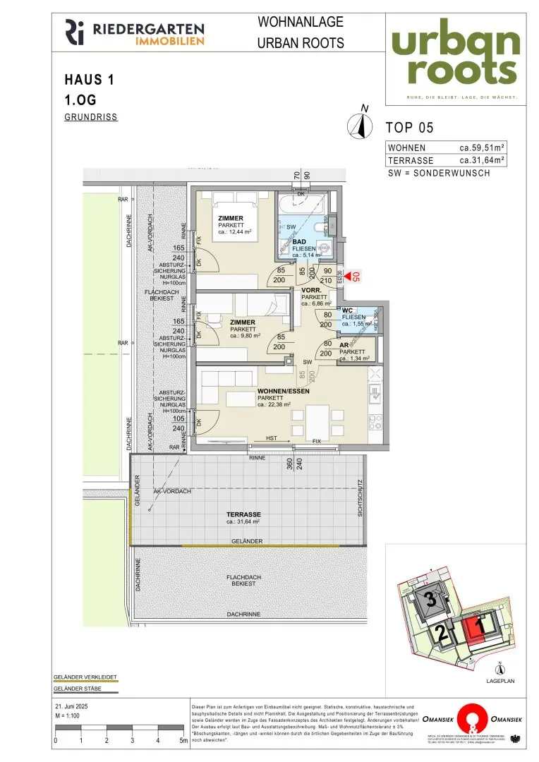 Apartment new build first occupancy with south terrace at Kreuzbergl