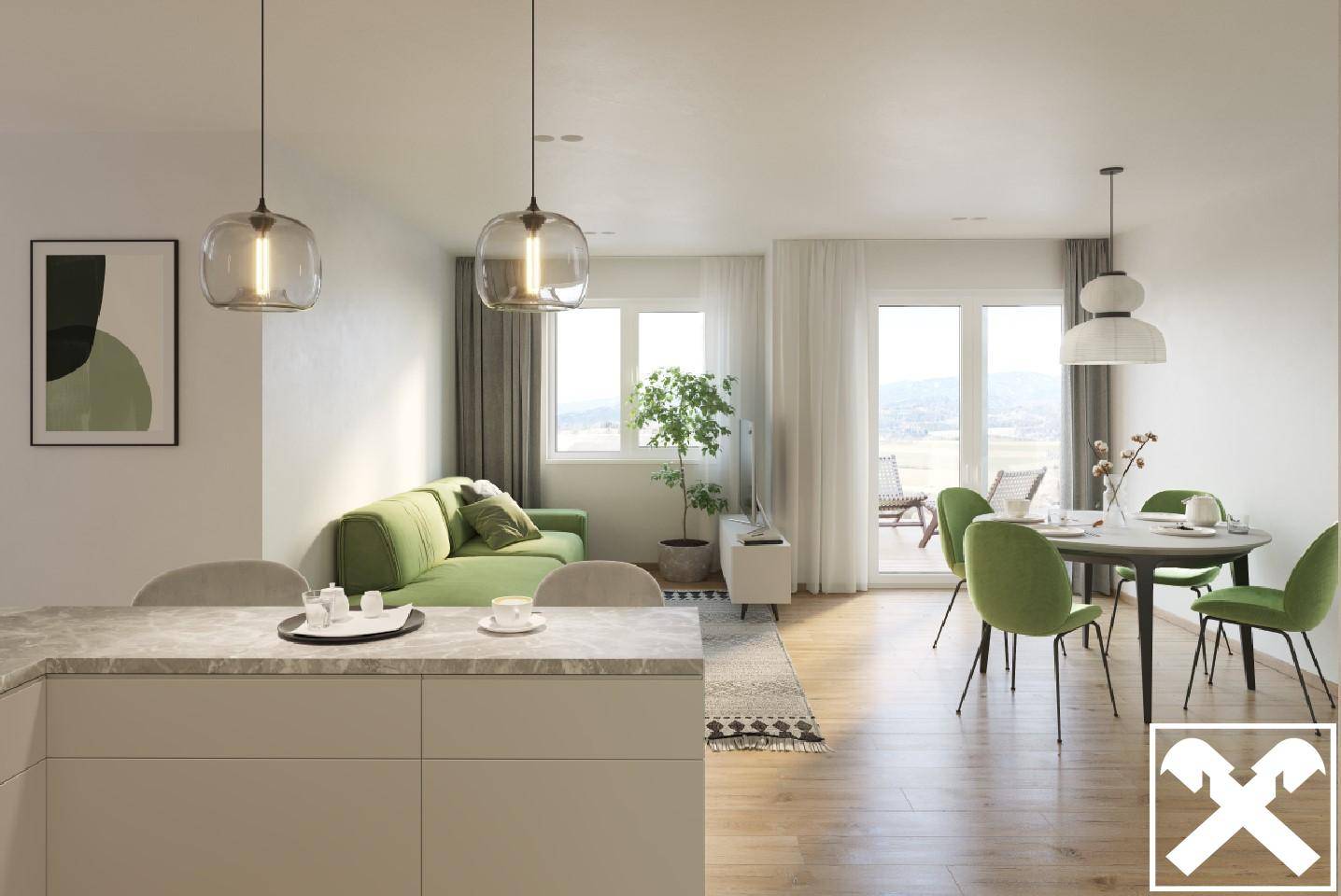 Wohnung Exklusiver Neubau mit Carport und Küche