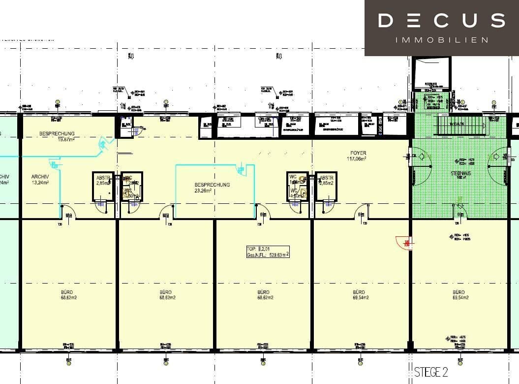 Bürofläche ca. 529 m² in 1220 Wien, nahe U1 Kagran, 2. Etage, Toplage