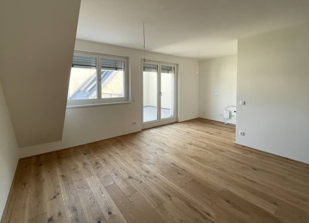 Attic apartment with loggia and green view