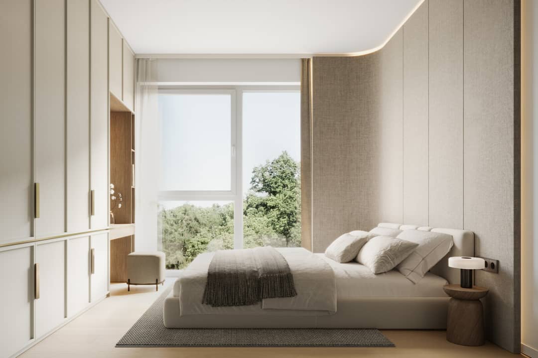 Newly built apartment with balcony in nature