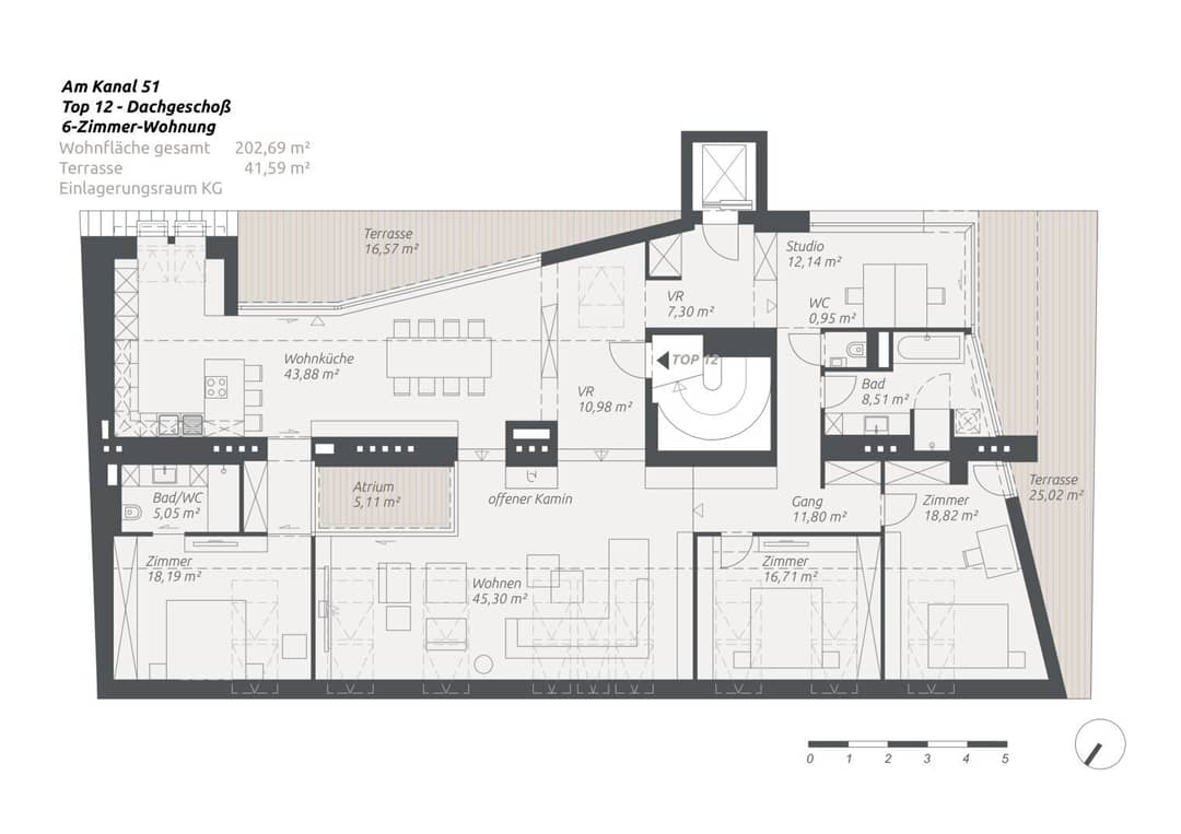 Das Penthouse über den Baumkronen