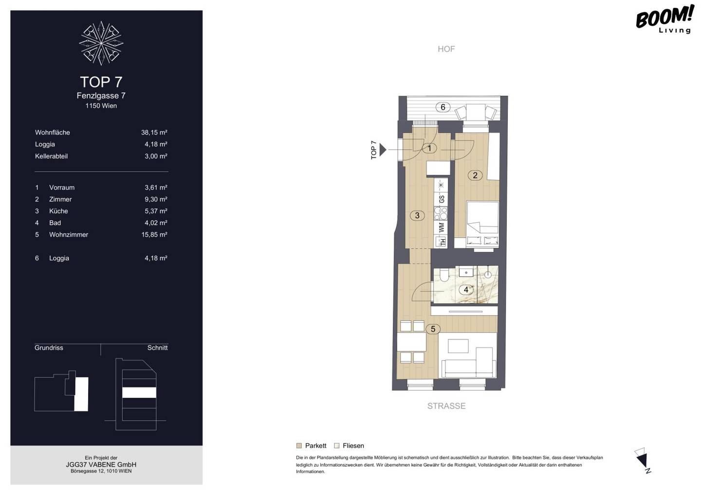 Moderne 2-Zi Erstbezugswohnung mit Freifläche, Küche &amp; Fußbodenheizung in 1150 Wien