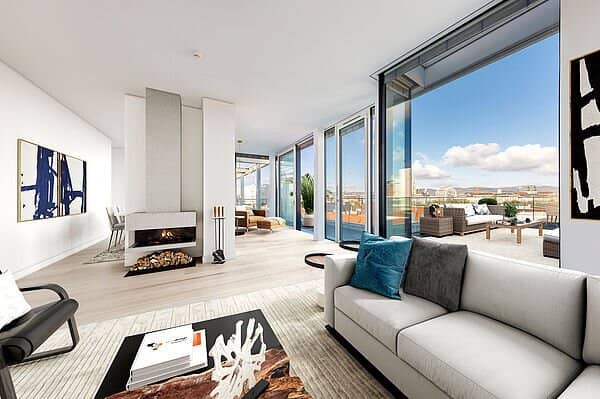 Penthouse with roof terrace and city park view
