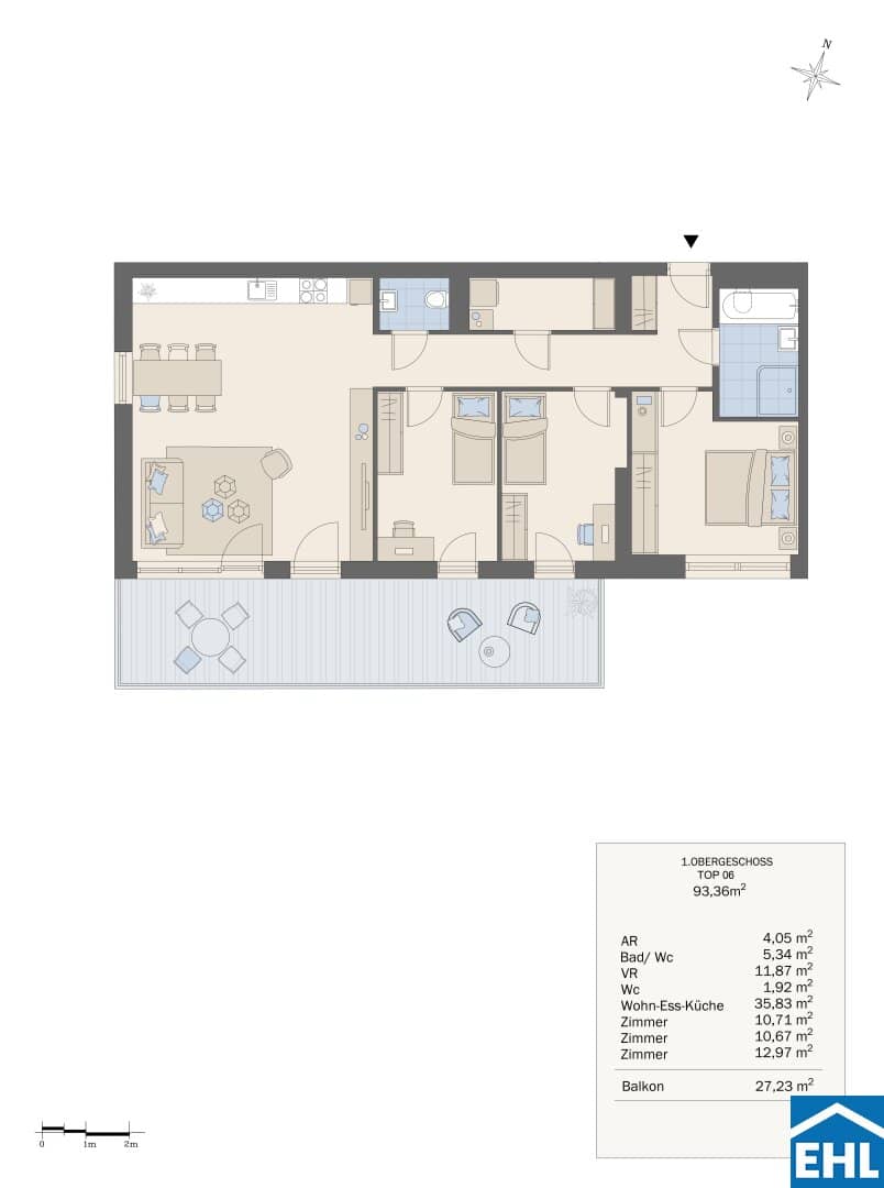 4-Zimmer-Wwohnung in Graz, Peterstalstraße 1. Etage, Balkon, 96 m²