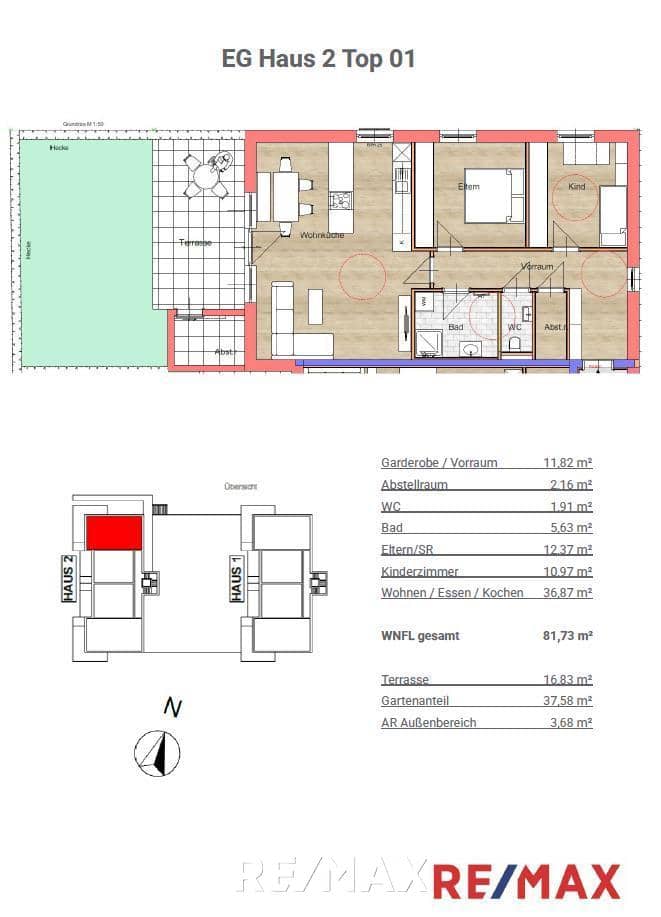 Apartment Terrace and Garden Area Garage
